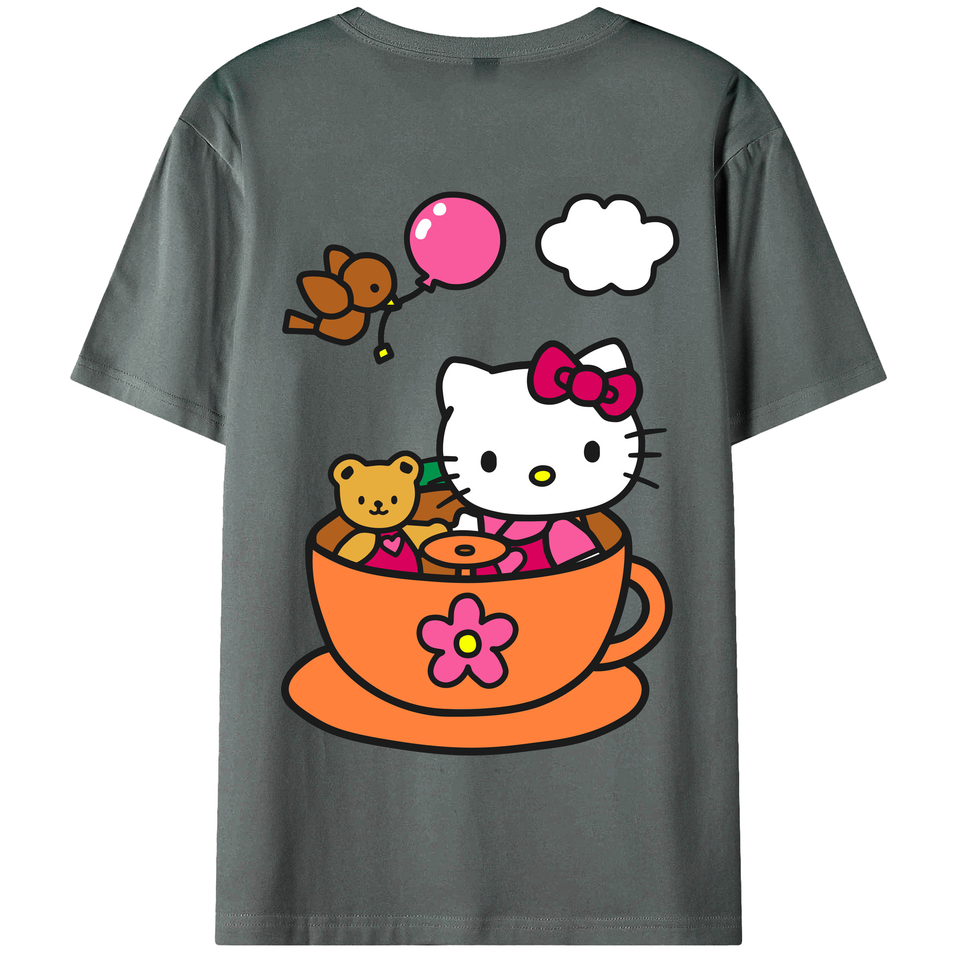 （画像用） Hello Kitty ハローキティ 綿100％半袖Tシャツ（背面プリント）